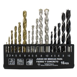 JUEGO DE BROCAS 16PCS PARA MADERA, CONCERTO Y