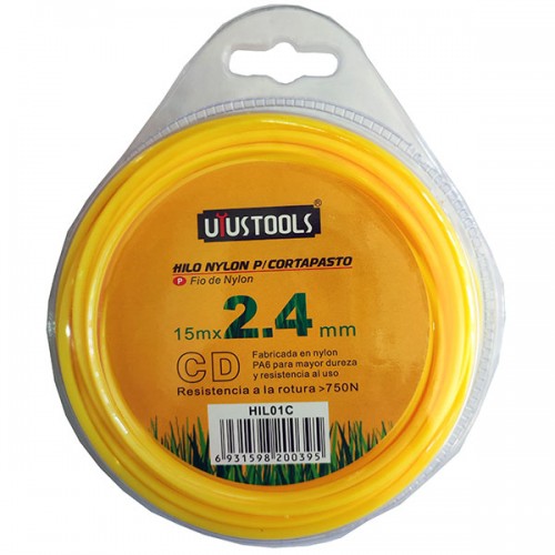 HILO NYLON CORTA PASTO 2.4MMX15M CD UYUSTOOLS